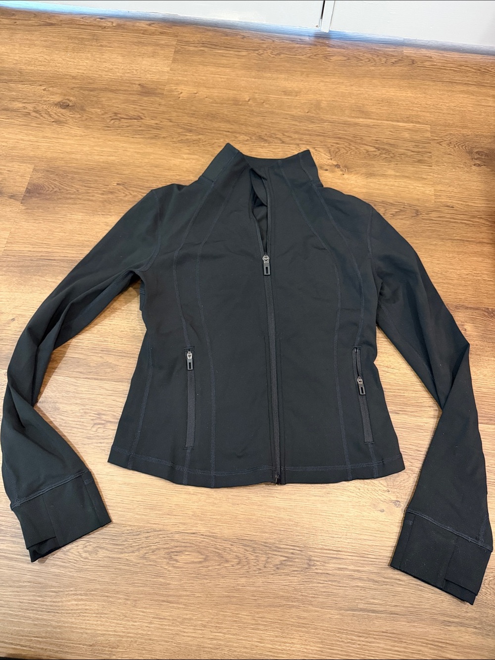 Women's Black Fitted Zip-Front Bomber Jacket